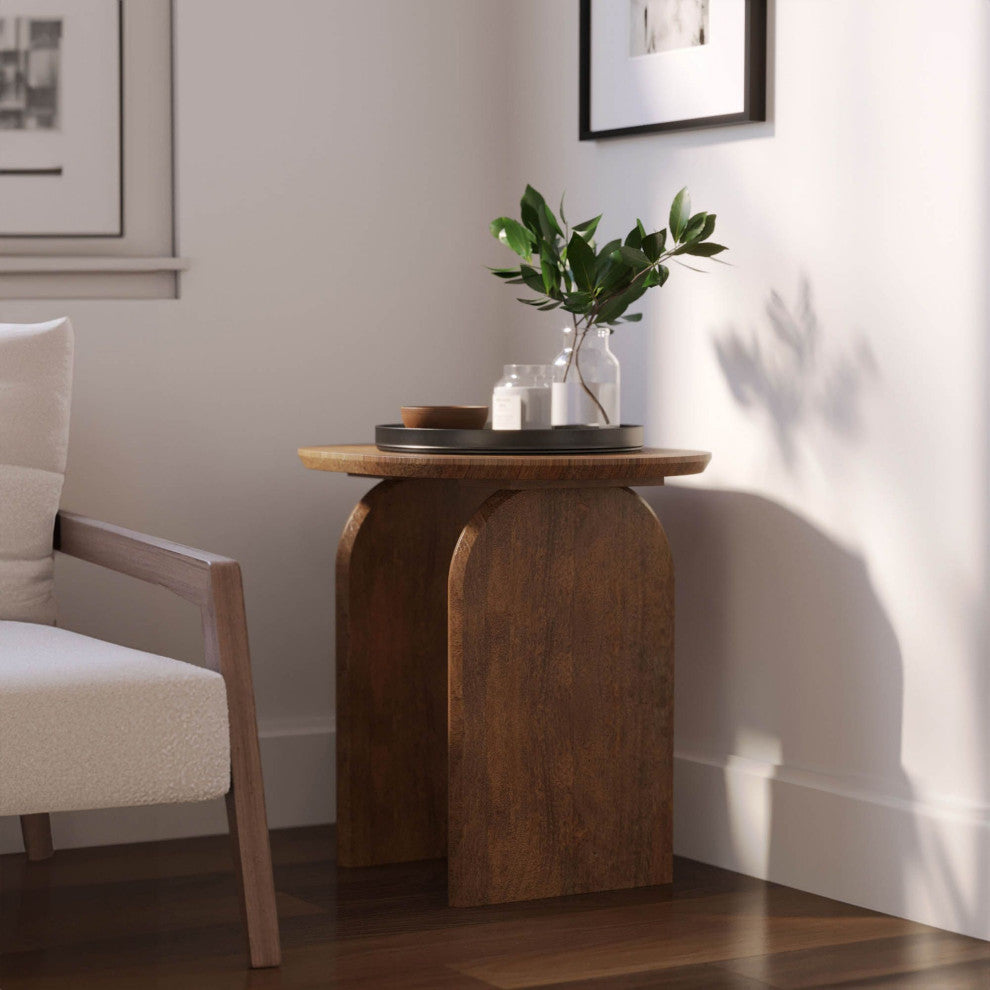 Kenzo Acacia Side Table, Pecan