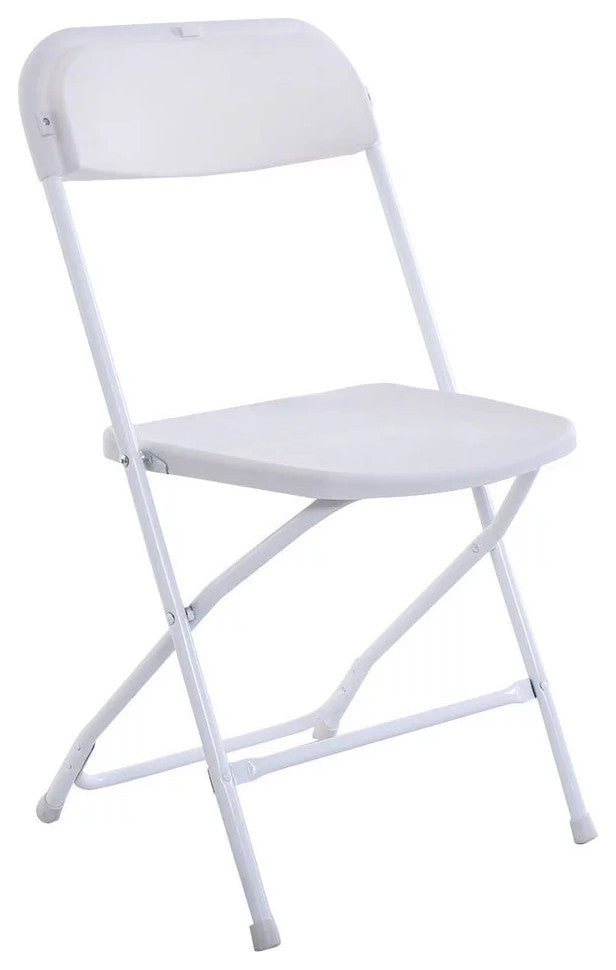 20 Pack Folding Chair, Indoor or Outdoor Use, Metal Frame With Open Back , White