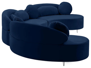 Vivacious Velvet Upholstered 3-Piece Sectional, Navy