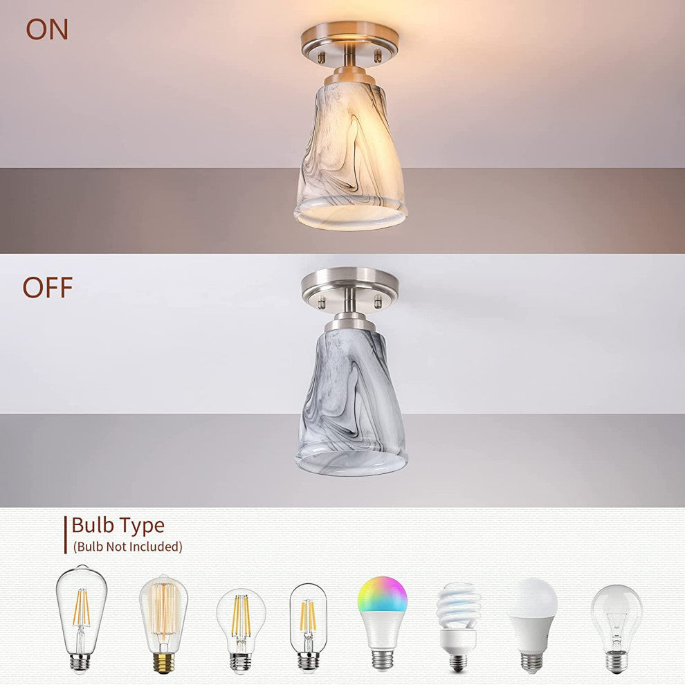 Mini Semi Flush Mount Glass Ceiling Light art glass ceiling lamp with nickel