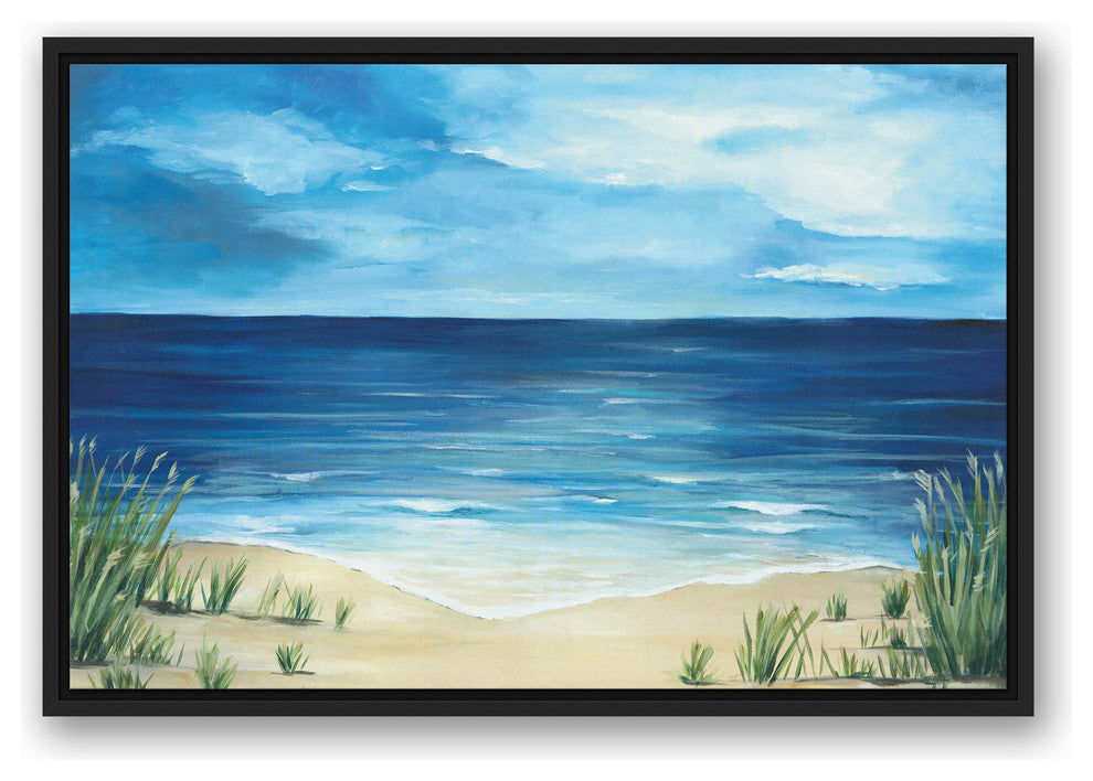 Peaceful Beach Scene 20x30 Black Floating Framed Canvas