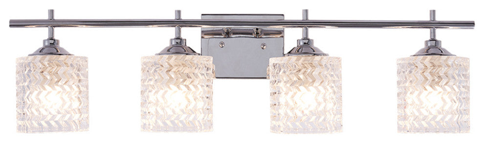 Vanity Art Modern Crystal Cut 4-Light Vanity Fixture, Chrome