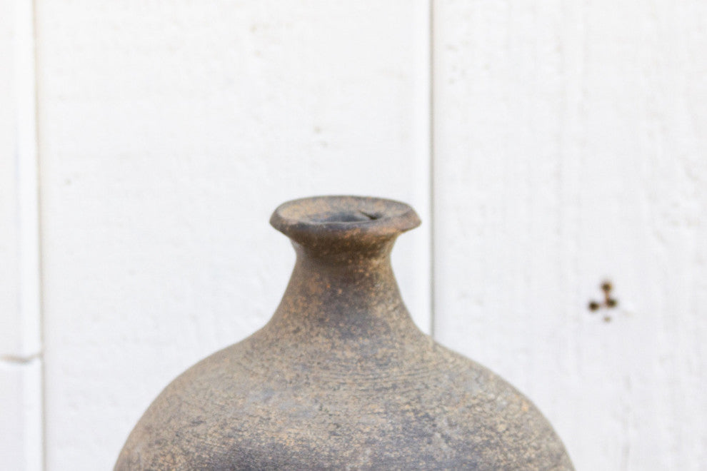 Primitive Ash Glazed Ceramic Bottle