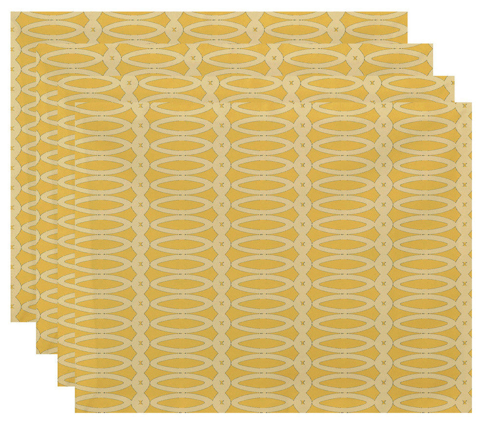 Geometric Decorative Placement, Lemon Soft Lemon, Set of 4