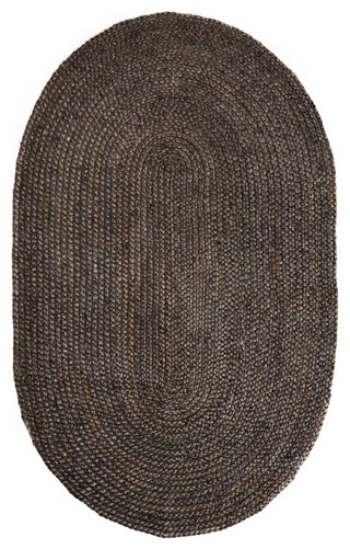 Kerala Jute Area Rug, Gray, 6'x9' Oval