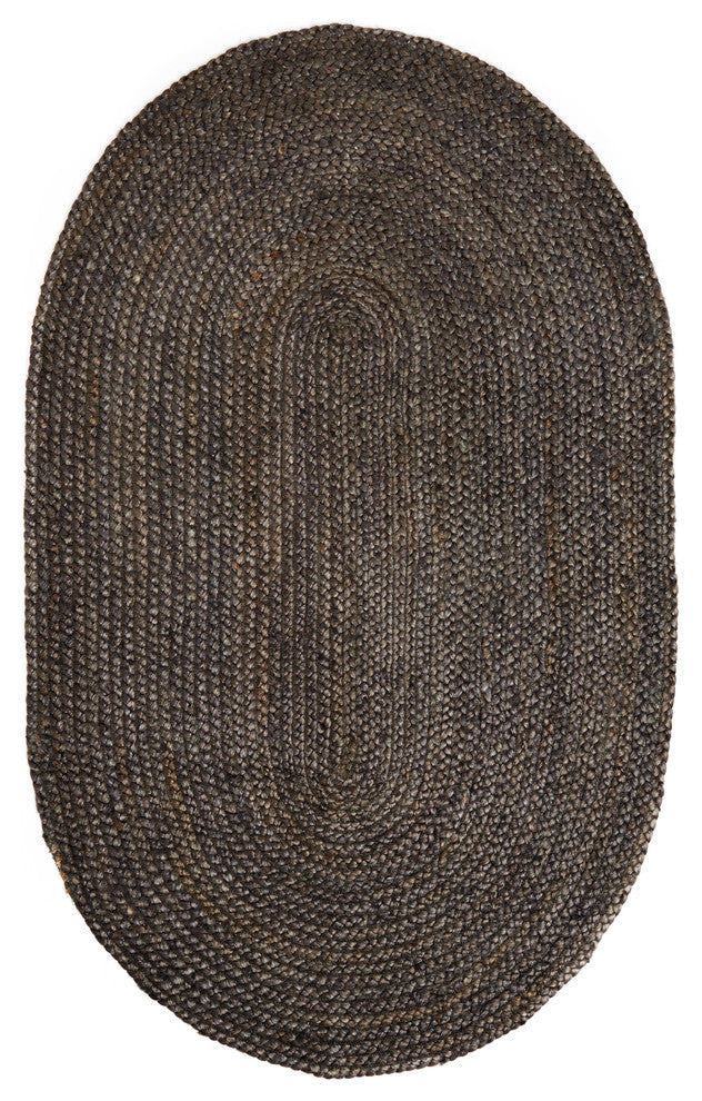 Kerala Jute Area Rug, Gray, 6'x9' Oval