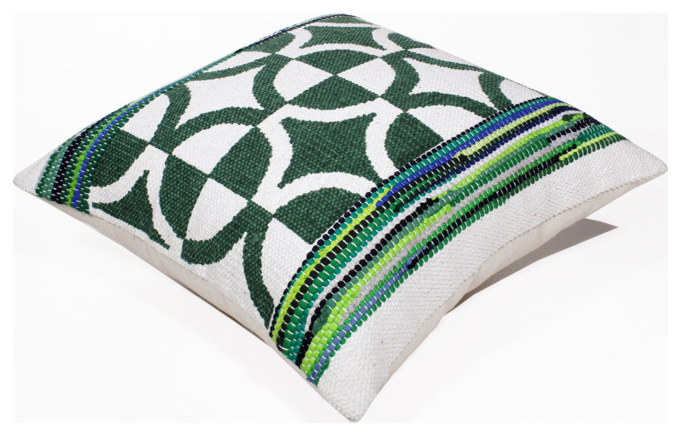 Boho Bordered Diamond Mosaic Textile Throw Pillow