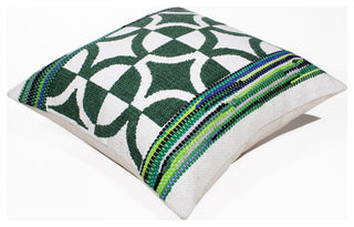 Boho Bordered Diamond Mosaic Textile Throw Pillow