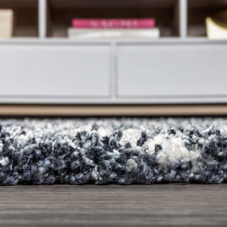 Mercer Shag Plush Tassel Moroccan Diamond Area Rug, Denim Blue/Cream, 3 X 5