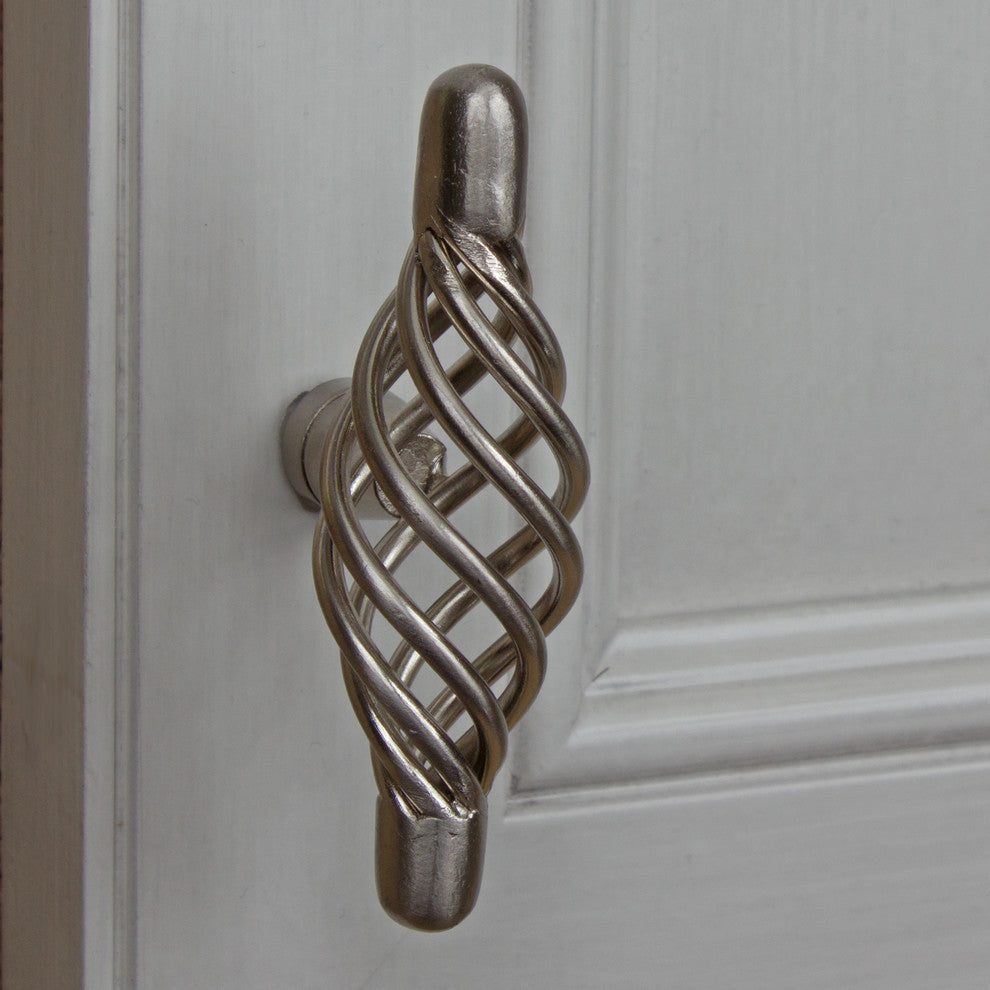 3" T-Handle Birdcage Cabinet Knob, Set of 7, Satin Nickel
