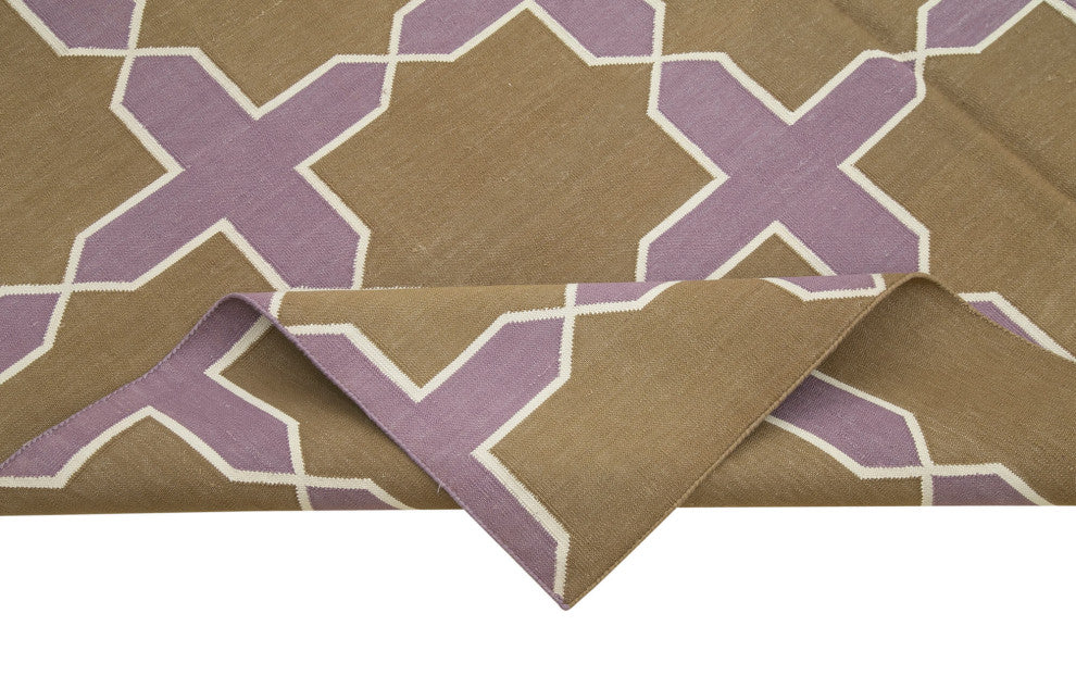Rug N Carpet - Handmade Wool 6' 0'' x 8' 11'' Geometric Dhurrie Kilim Rug