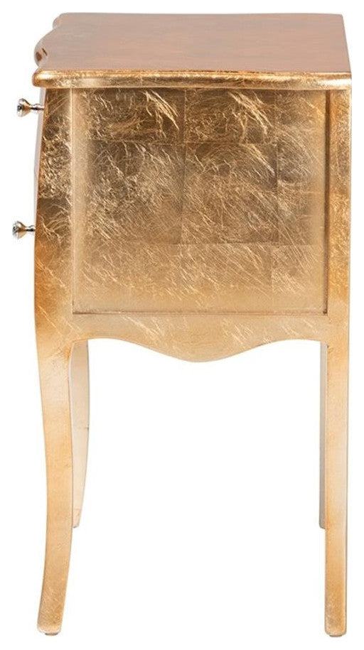 Patrice Classic and Traditional Gold Finished Wood 2-Drawer Nightstand