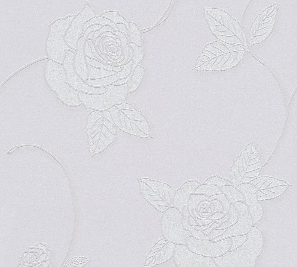 Moments, Baroque Motifs, Flowers And Garlands Cream Wallpaper Roll, Modern