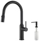 KIBI Hilo Single Handle Pull Down Kitchen Faucet, Matte Black, W/ Soap Dispenser