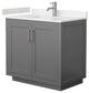 36"SGL Vanity Dark Gray, Light-Vein Carrara Cult. Marble Top, Sink, Nickel Trim