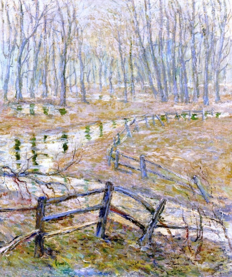 Ernest Lawson Landscape With Stream, Gallery Wrapped Canvas Print, 20"x25"