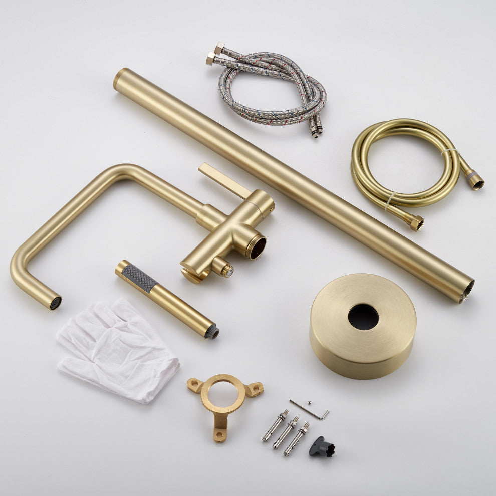 Single Handle Floor Mounted Tub Filler with Handshower