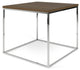 Modern Walnut Minimal Metal Cube Side Table, Walnut/Chrome