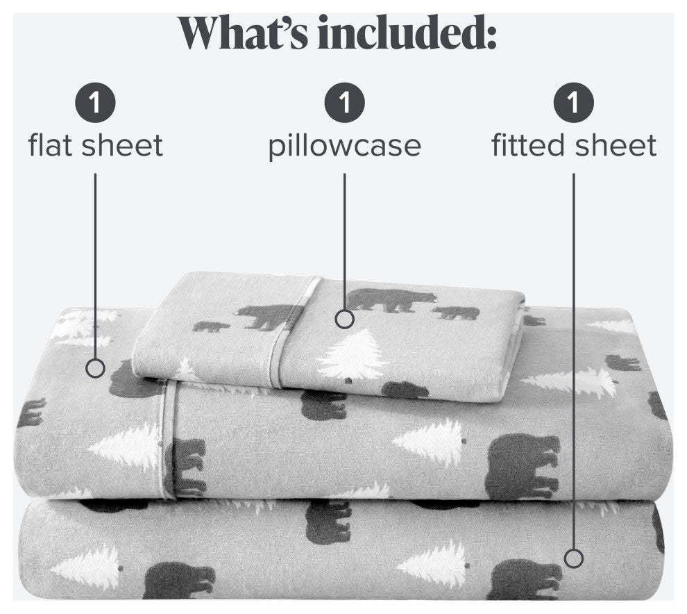 Bare Home Cotton Flannel Sheet Set, Kodiak, Twin Xl