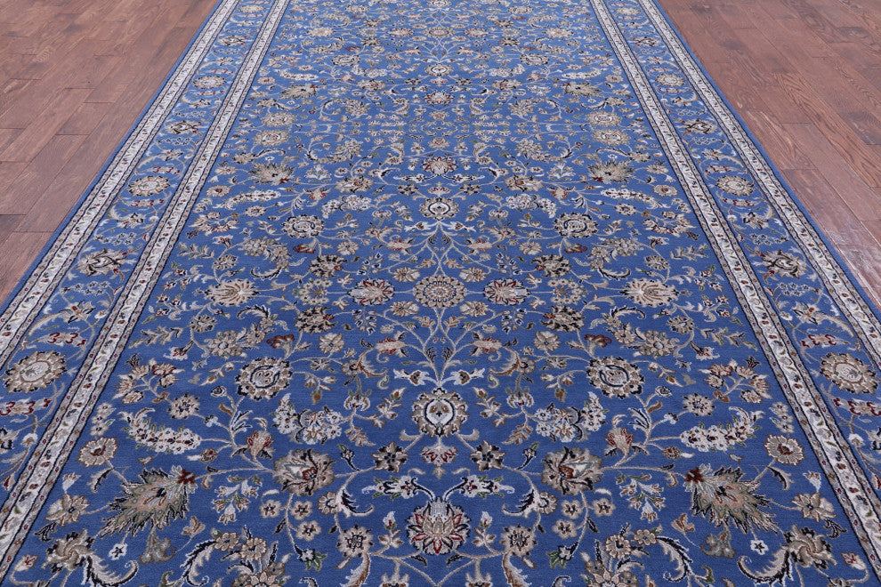 Hand-Knotted Wool & Silk Persian Nain Rug 7' 10" X 16' 2" - Q13123