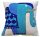 Blue Decorative Pillow Covers 14"x14" Cotton, Blue Elephant
