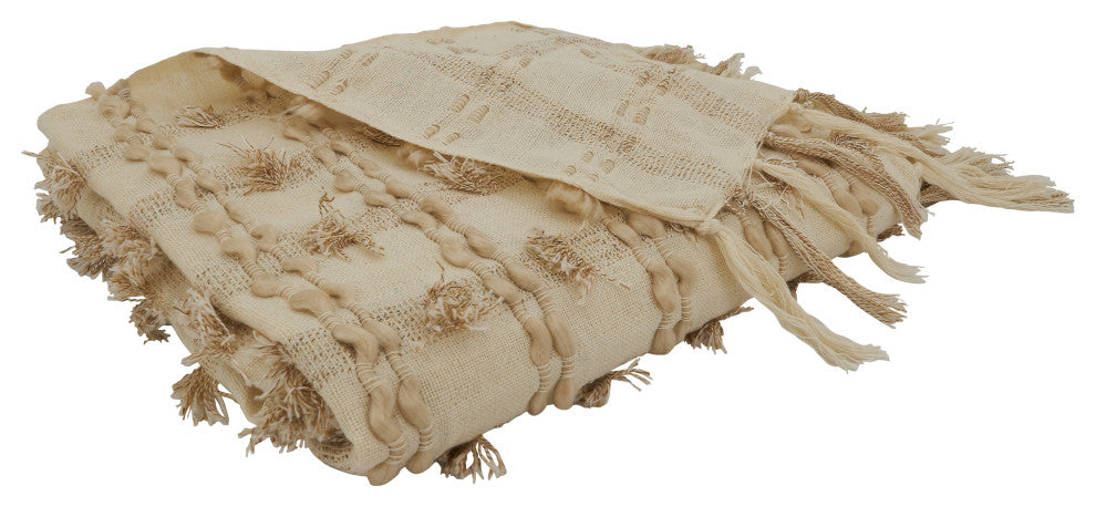 Throw Blanket With Fringe Striped Design