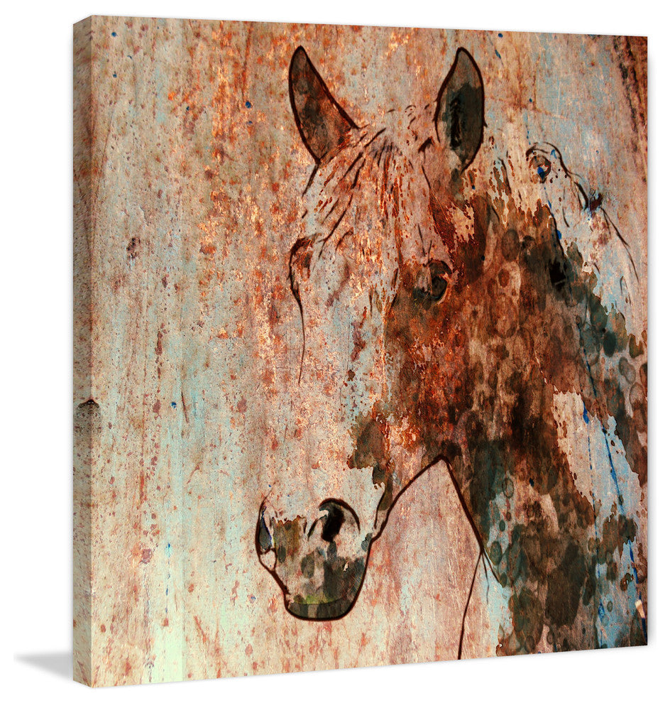 Marmont Hill, "Rustic Horse 1" by Irena Orlov Painting on Wrapped Canvas, 18x18