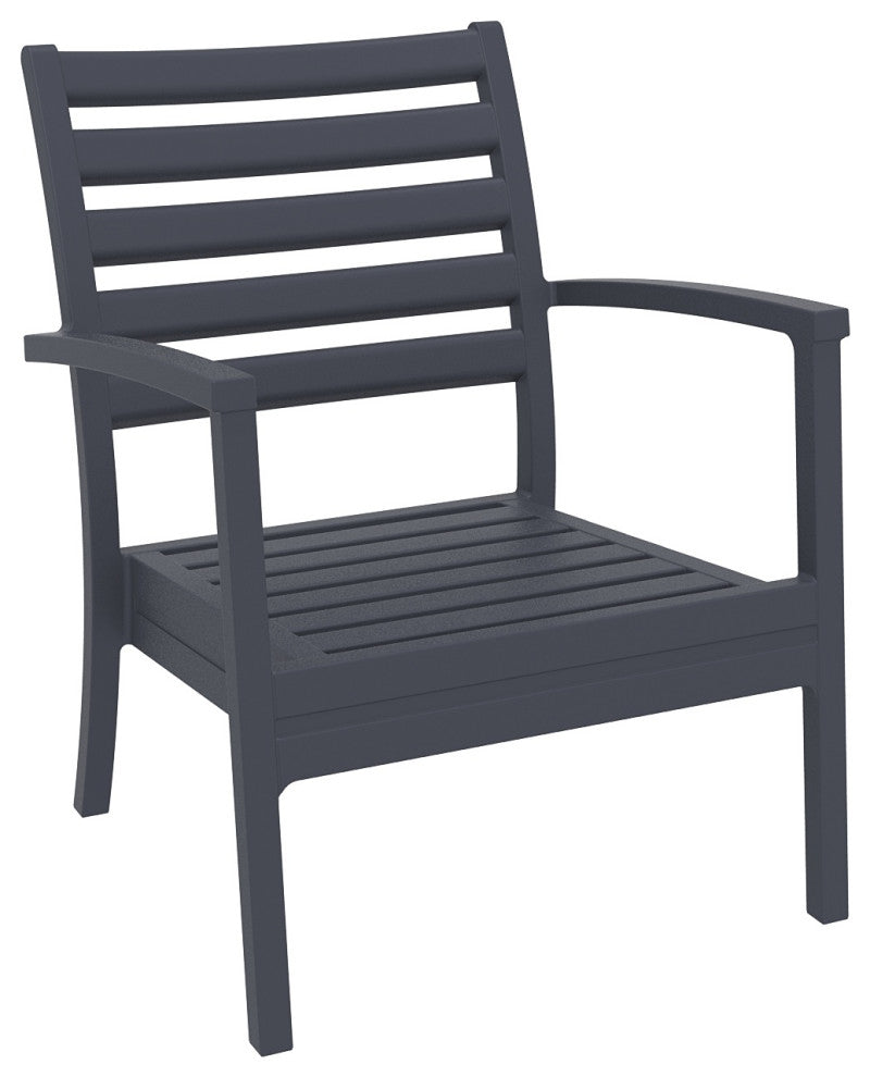 Artemis XL Club Chair, Set of 2, Dark Gray With Acrylic Fabric Natural Cushions