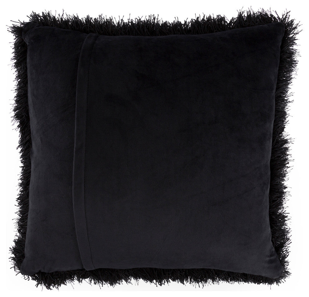 Lavish Home Shag Floor Pillow 21"x21", Black