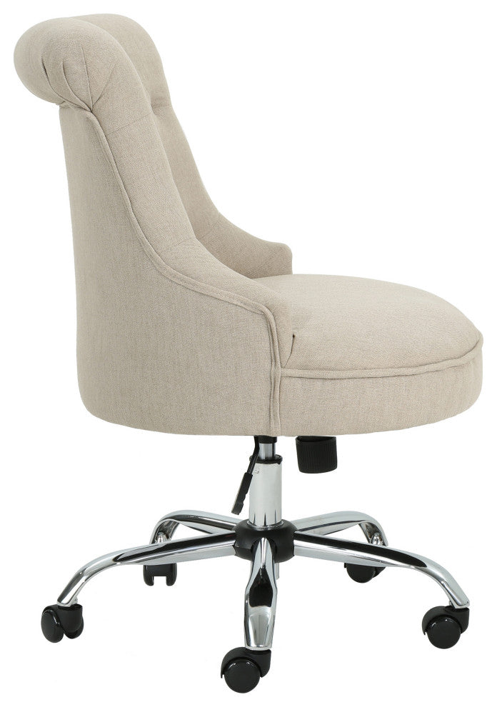 GDF Studio Tyesha Contemporary Fabric Swivel Office Chair, Wheat/Chrome