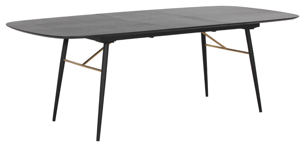 Modrest Billy Modern Black Oak and Gold Extendable Dining Table