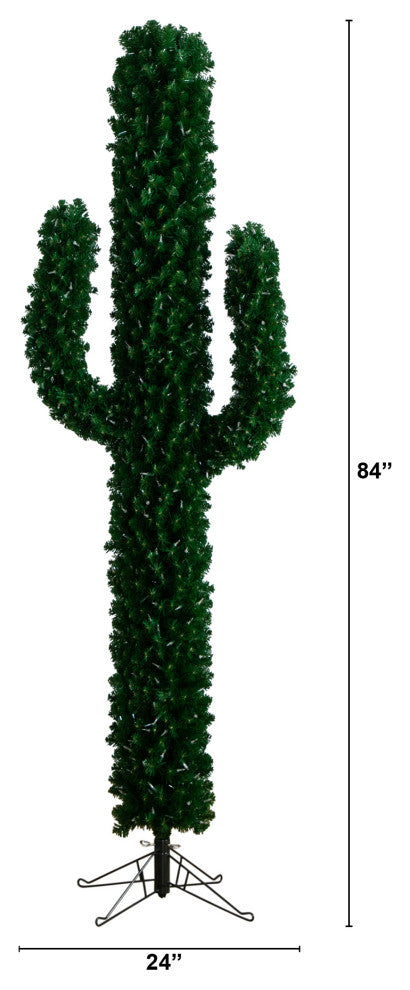 7ft. Pre-Lit Artificial Cactus Christmas Tree With 500 Micro LED Lights