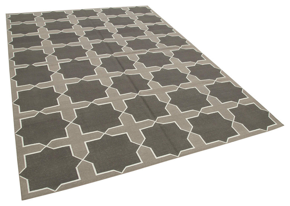 Rug N Carpet - Handmade Wool 6' 3'' x 8' 11'' Modern Design Dhurrie Kilim Rug