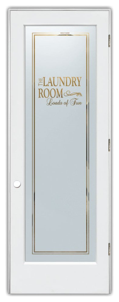 Laundry Door - Loads of Fun - Primed - 36" x 80" - Knob on Left - Pull Open