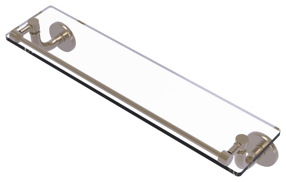 Remi 22" Glass Vanity Shelf with Gallery Rail, Antique Pewter