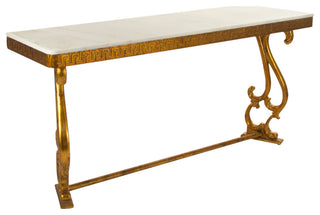 Emeline Console, Off-White Top, Gold Leaf Base