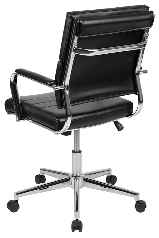 Mid-Back Black LeatherSoft Panel Executive Swivel Office Chair