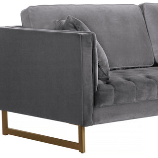 Lenox Velvet Sofa With Brass Legs, Gray