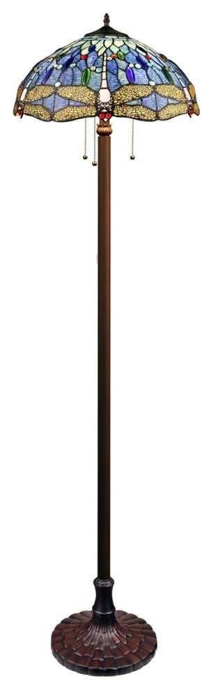 Chloe Lighting Dragonfly 3-Light Glass & Metal Floor Lamp in Multi-Color