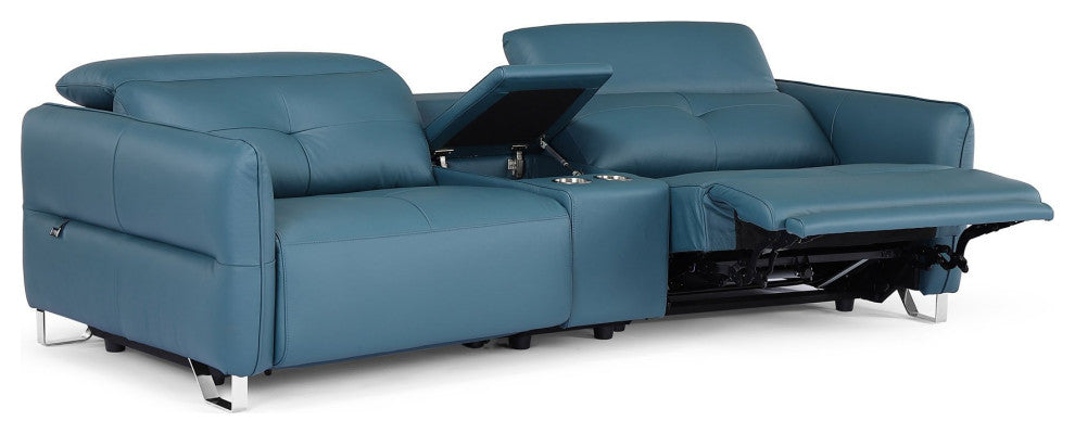 Macau Reclining Leather Loveseat with Console