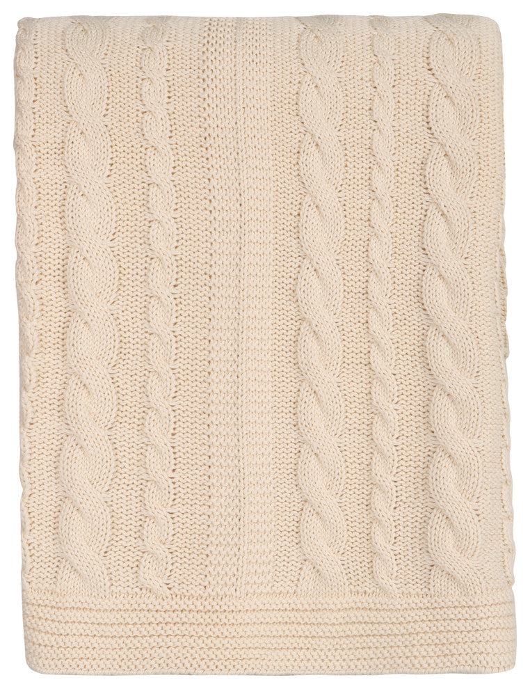 Delara GOTS Certified Organic Cotton Throw Blanket 50x70 inches, Natural