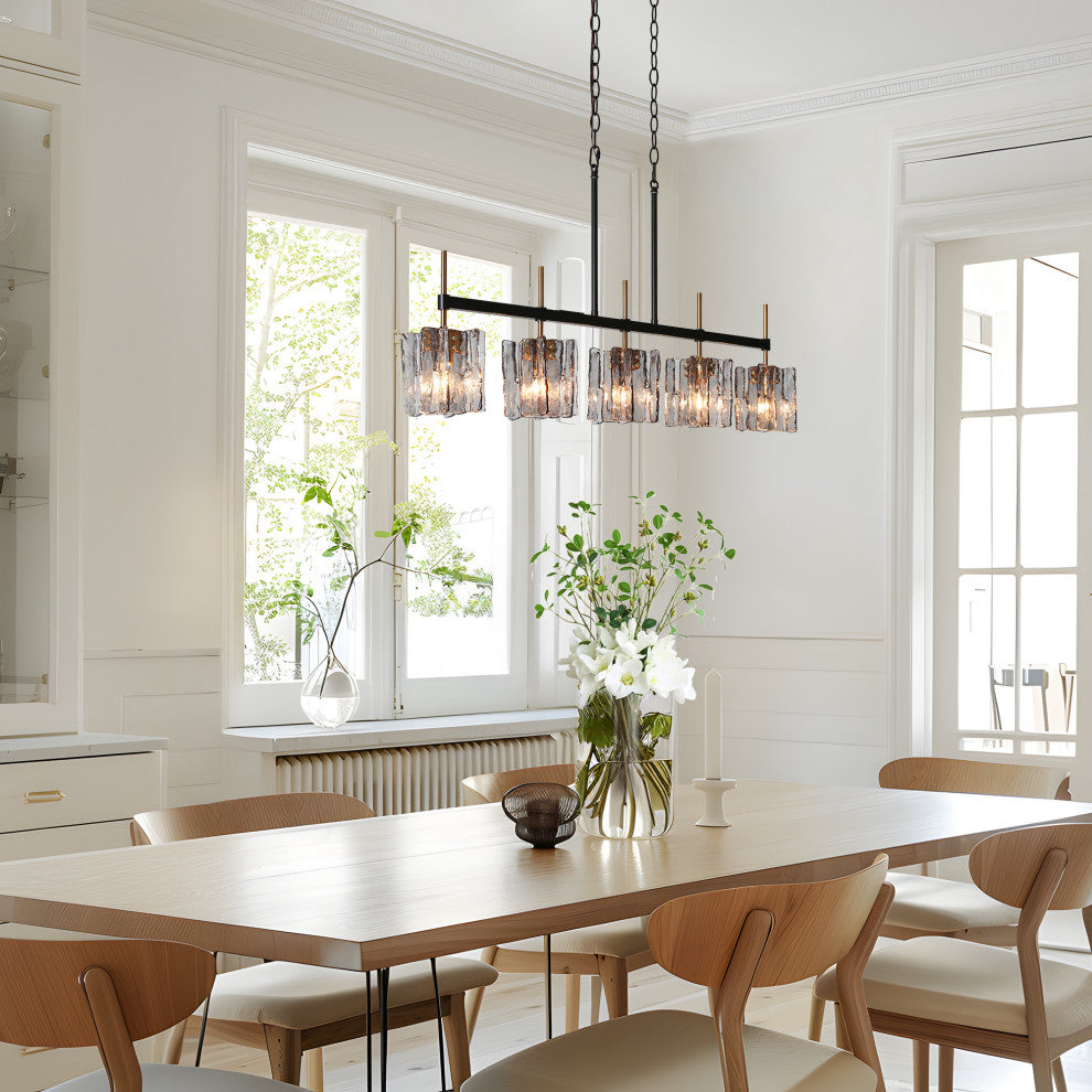 LNC Tucana Polished Gold and Matte Black Modern Kitchen Island Light, 5 Light