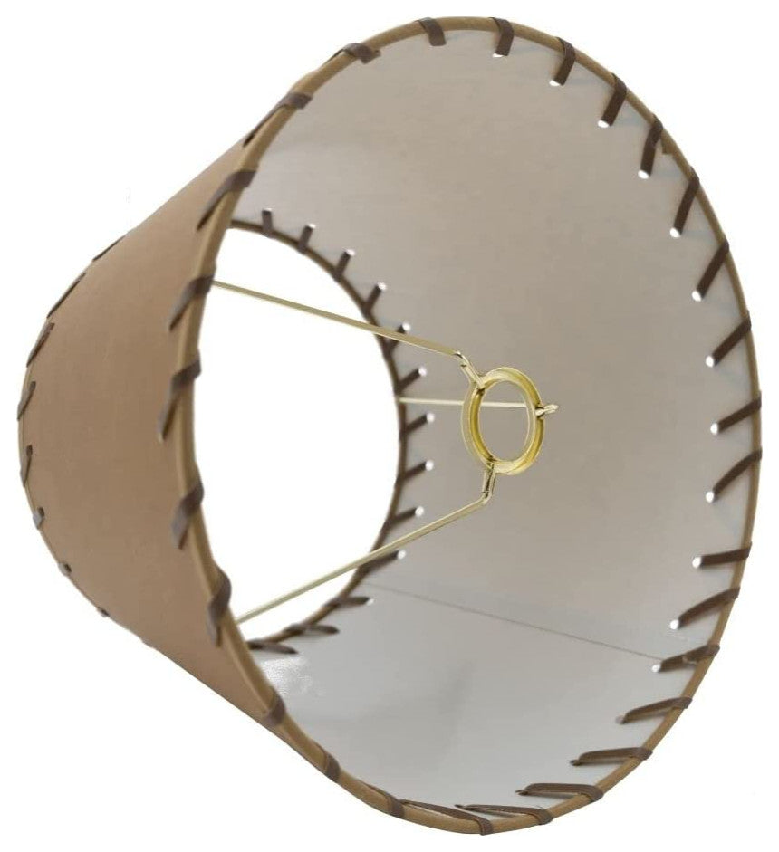 Kraft Parchment Stitched Trim 12" Slip Uno Lamp Shade