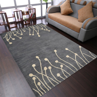 HAND TUFTED WOOL ECO-FRIENDLY AREA RUGS, Gray White Color, Floral Design