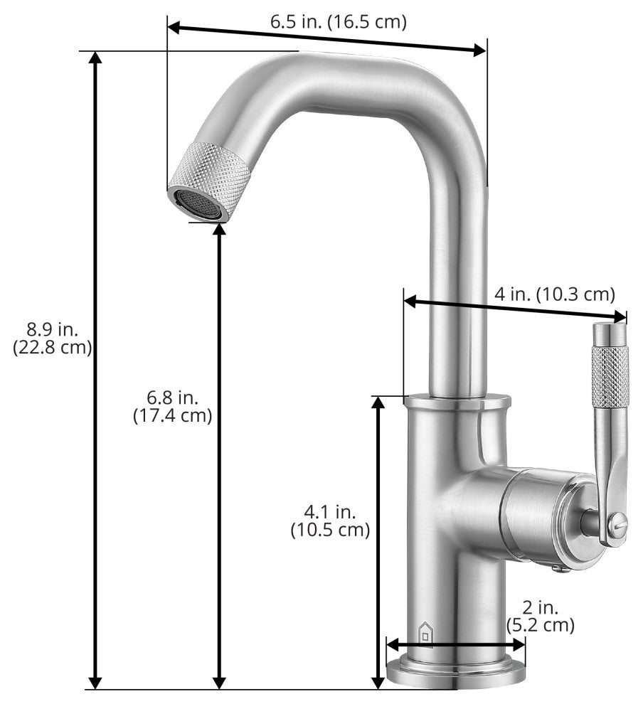 Industria Single Hole Single Lever Bathroom Faucet, Brushed Nickel