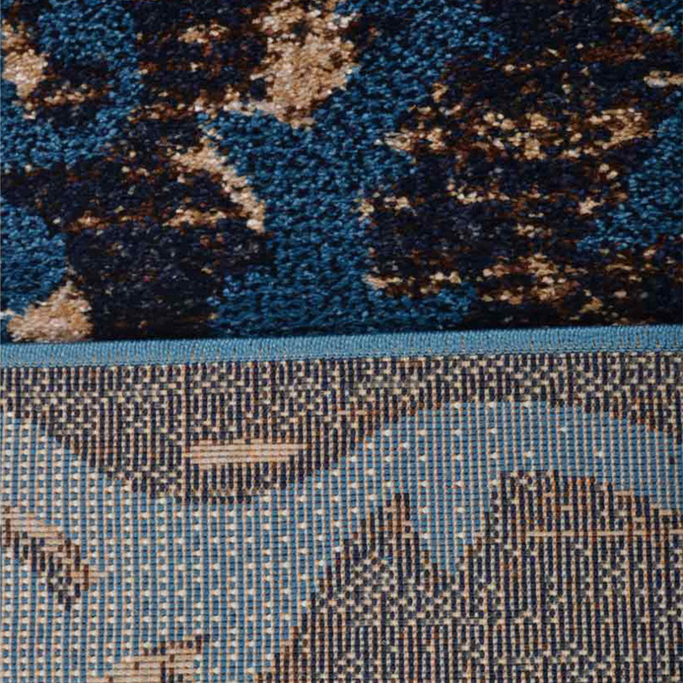 MACHINE MADE HEATSET POLYPROPYLENE AREA RUGS -Blue Color,Abstract Design, [Rectangle] 4'4''x6'4''