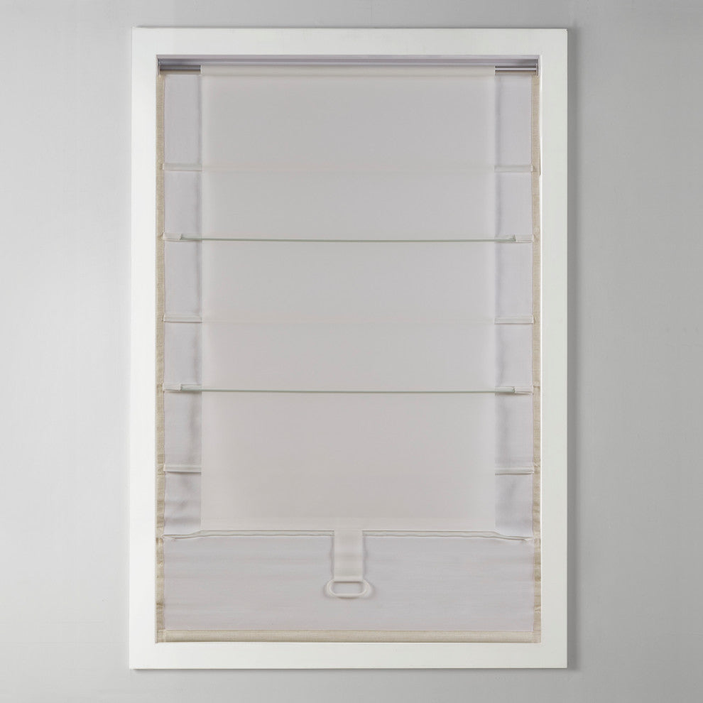 Madison Park Como Faux Silk Cordless Roman Shade, Taupe, 33 X 64"