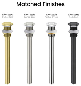 Bathroom Sink Pop Up Drain Stopper, 12" Tailpiece Without Overflow, Brushed Gold