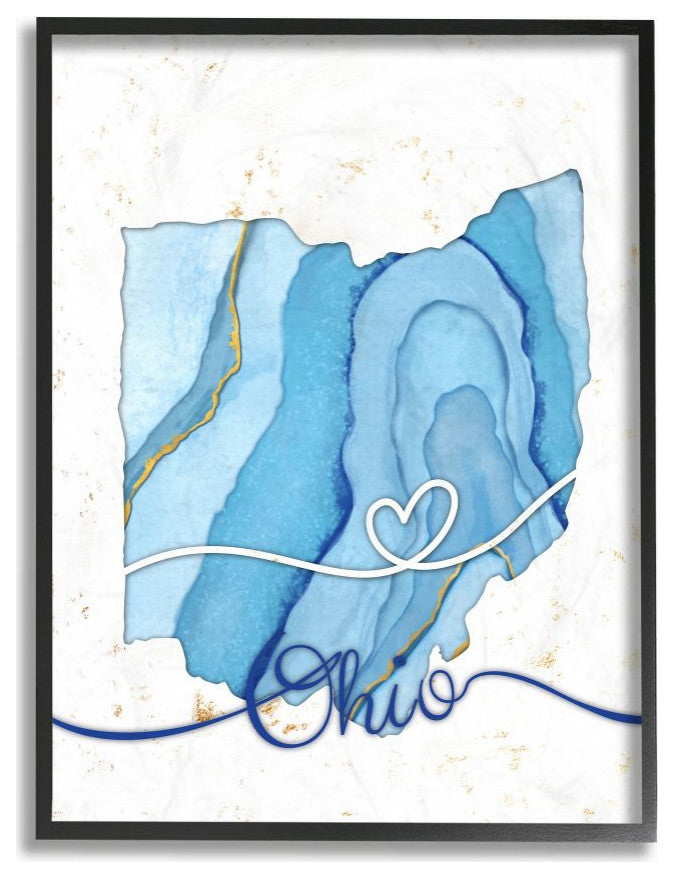 Stupell Industries Ohio Agate Blue US State Design, 24 x 30