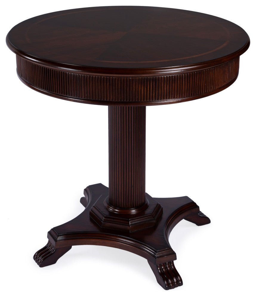 Ellsworth 36" Ribbed Pedestal Foyer Table, Cherry